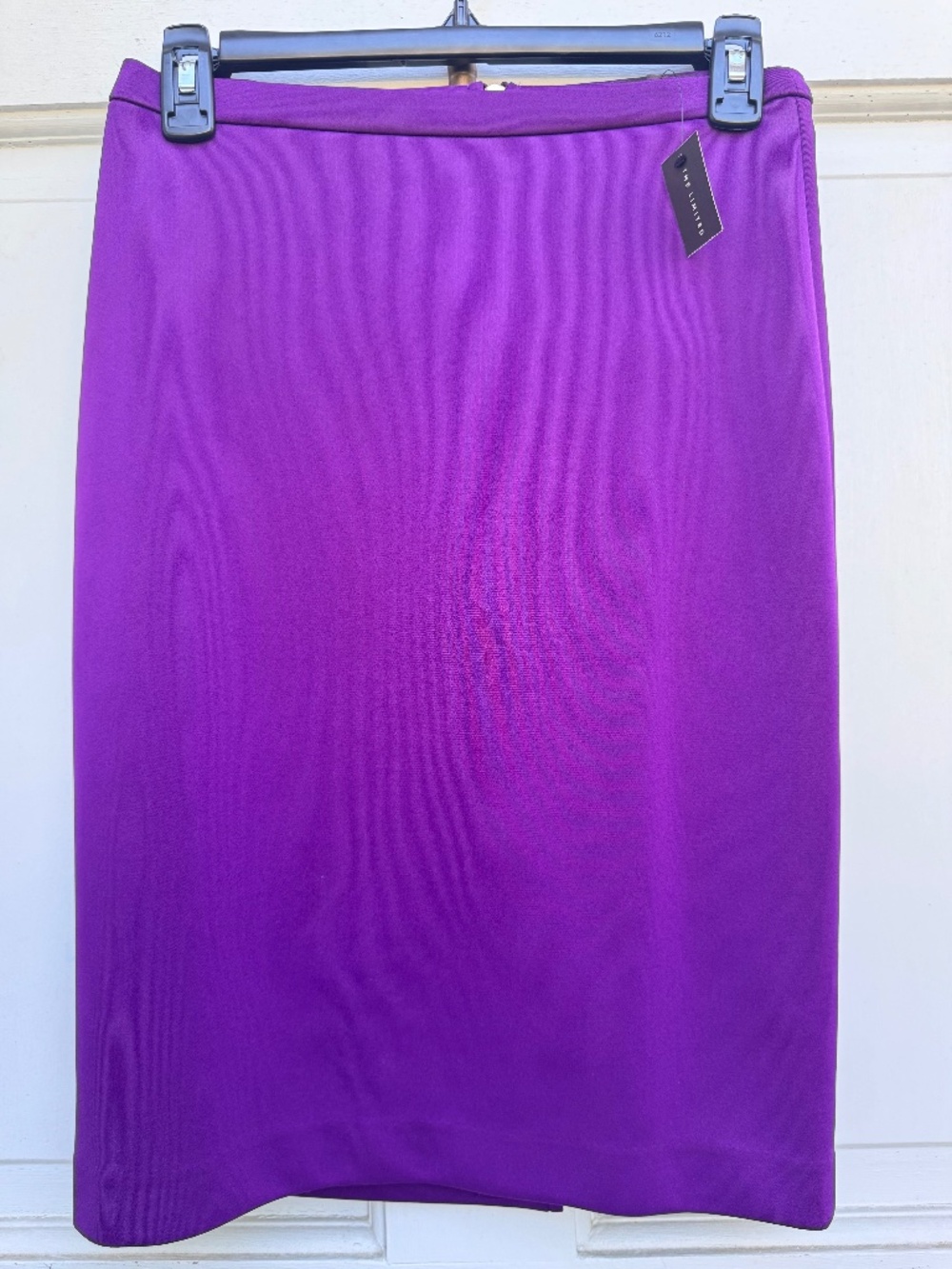NWT The Limited Size 0 Purple High Waist Pencil Skirt Stretch Gold Zip Career